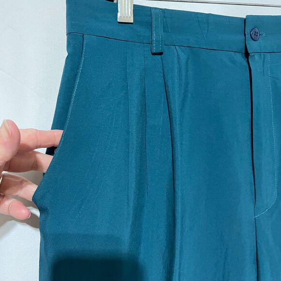 Vintage Oversized Blazer Co-ord Suit Matching Set Teal High Waist Pleated Pants - Picture 7 of 16